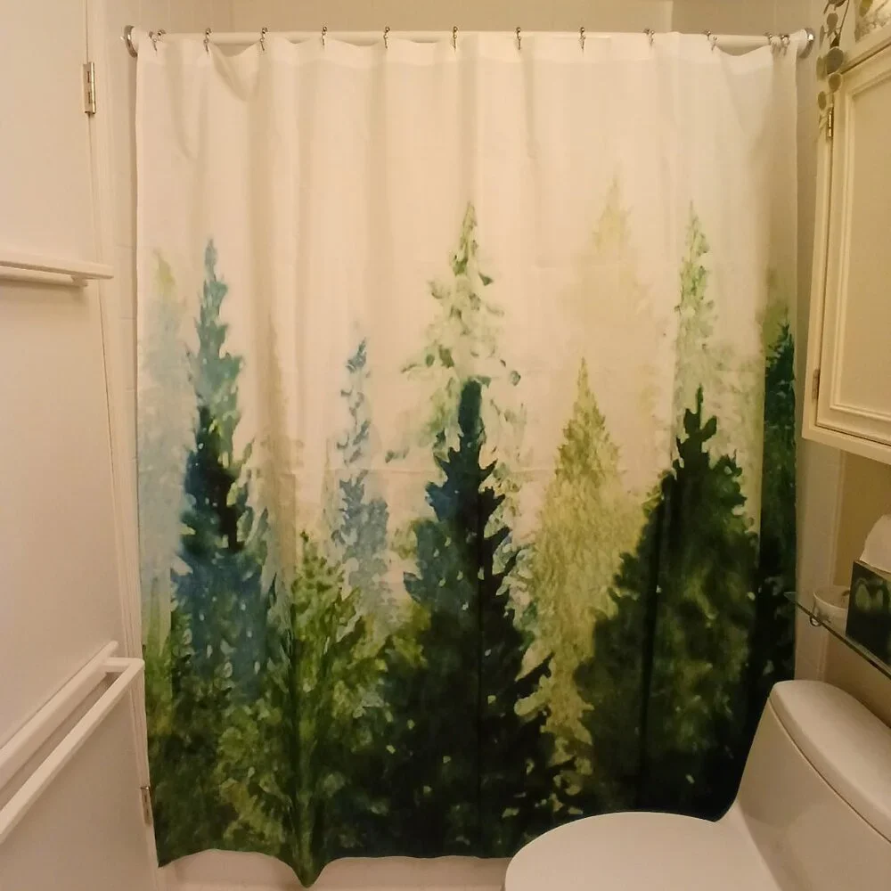Society6 Landscape Evergreen Trees Fabric Shower Curtain - 71